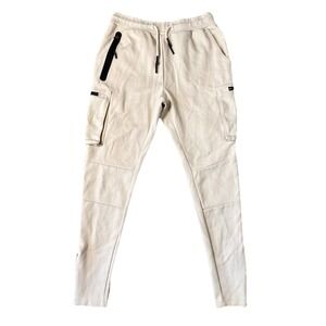 ASRV 0242 Core Division Cargo Sweatpants Mens Small Ivory Logo Workout Gym